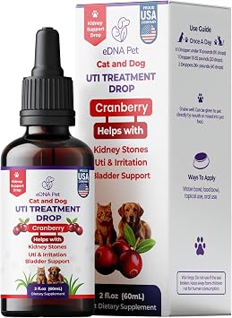 eDNA PET - Cat & Dog Urinary Tract Infection Treatment Herbal Bladder & Kidney Wellness Formula Helps to Maintain Normal Urination and Hydration Made in USA