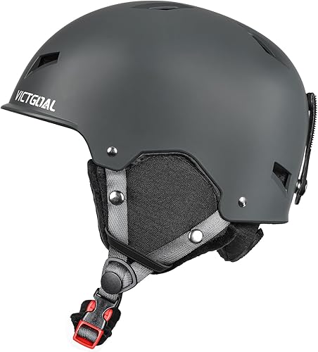 VICTGOAL Casco de esquí para adultos, hombres y mujeres, casco de snowboard con orejeras, carcasa de ABS y casco de nieve de espuma EPS ML tamaño