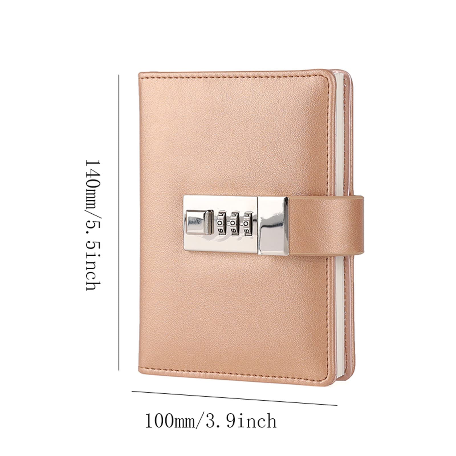 Cuaderno de Notas con candado, Cuaderno de Escritura de Cuero sintético con candado, tamaño A7, 96 hojas/192 páginas, Diario de Estudiante versátil y Elegante.