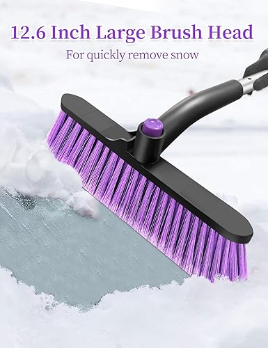Miniatura 2 de HEEYA Rascador de hielo con cabezal de cepillo grande de 12.6 pulgadas, raspador de hielo extensible y cepillo de nieve para ventana del parabrisas