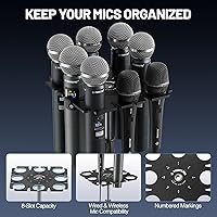 Vista 6 de Phenyx Pro Sistema de micrófono inalámbrico PTU-5200-4B incluido con soporte de micrófono múltiple de 8 ranuras MA-H1