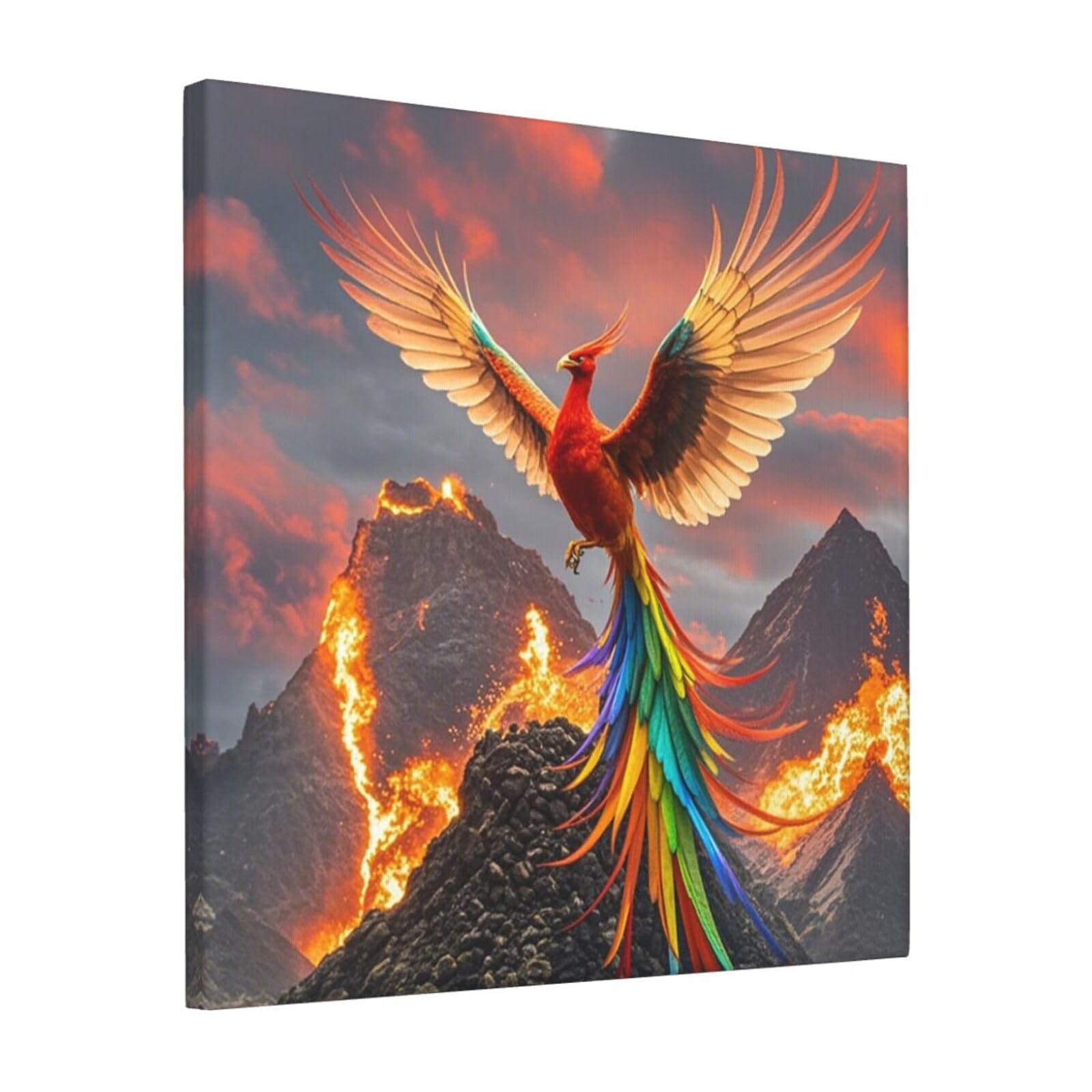 FodPand Phoenix and Fire Canvas Wall Art for Living Room Wall Decor 12"x12" Modern Artwork Painting Pictures Hanging Canvas Prints Aesthetic Wall Art for Bedroom Bathroom Office Wallart Decor