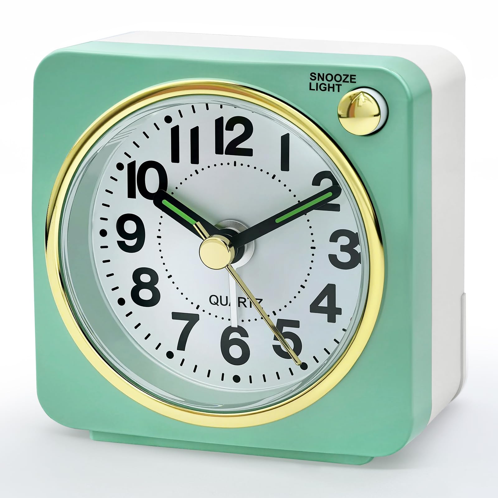 Lamisola Reloj despertador analógico de viaje con batería pequeña, relojes retro para dormitorio, mesita de noche, reloj para niños mayores, plateado sin tictac, retroiluminación bajo demanda