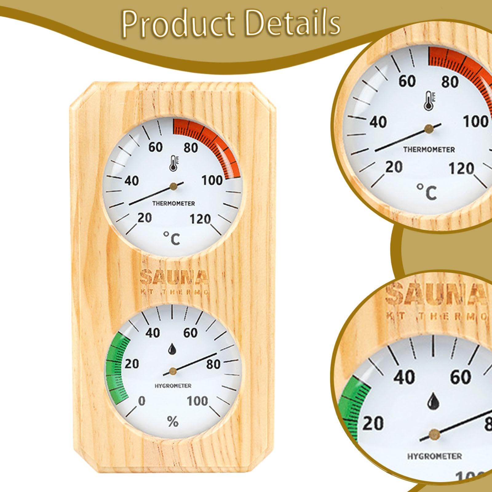 MagiDeal Termometro E Igrometro per Sauna, 2 in 1, in Legno, Facile Installazione, Misuratore di Temperatura E umidità, Celsius Vertical
