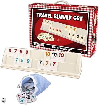 Premium Rummy, Okey, 101 Game Set - Portable Bag, Unscratchable Tiles and Racks, Outdoor and Indoor Game with Family and Friends Team, Classic Travel and Party Tabletop Fun