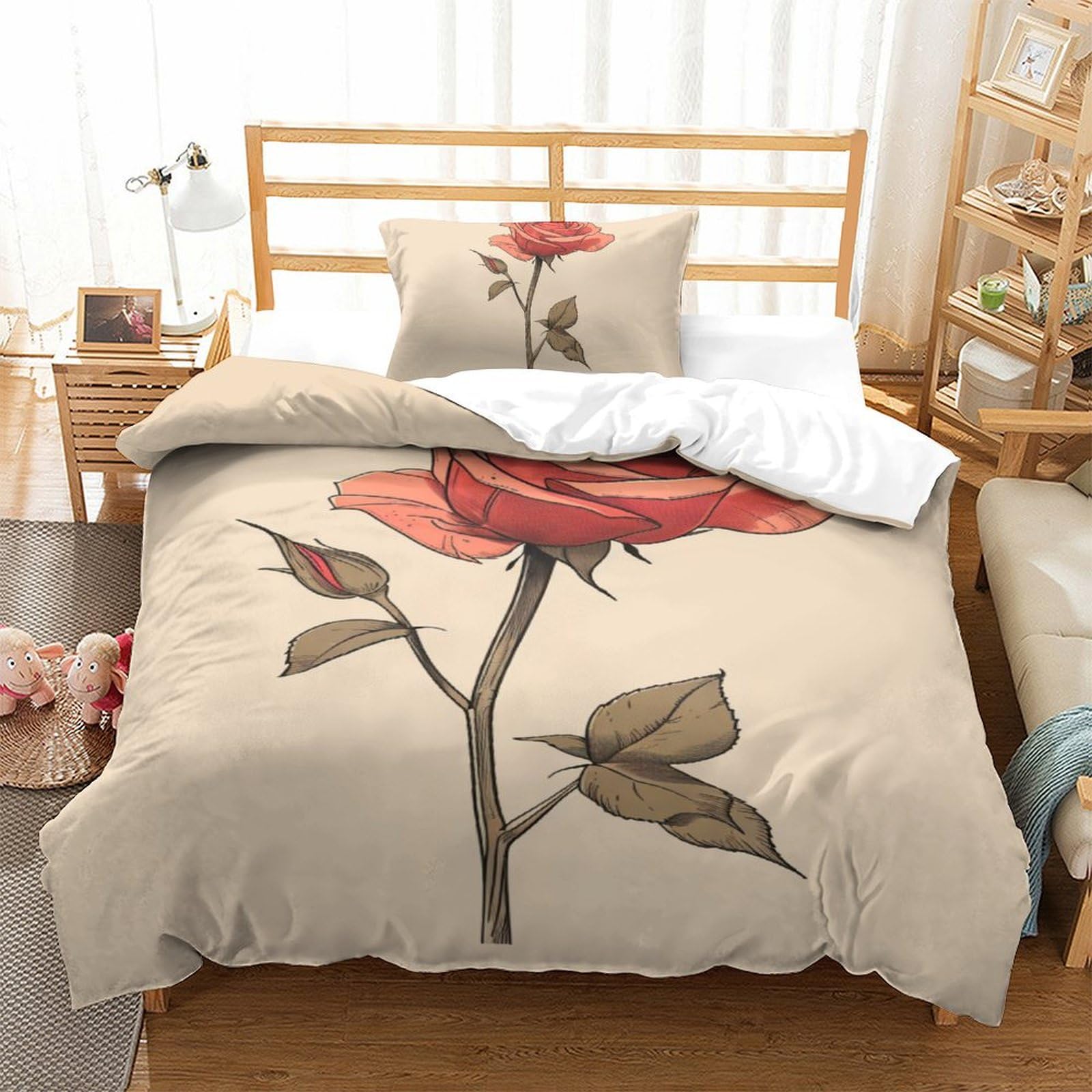Housse de couette 135x200cm avec taies d'oreiller parure de lit 3 pcs