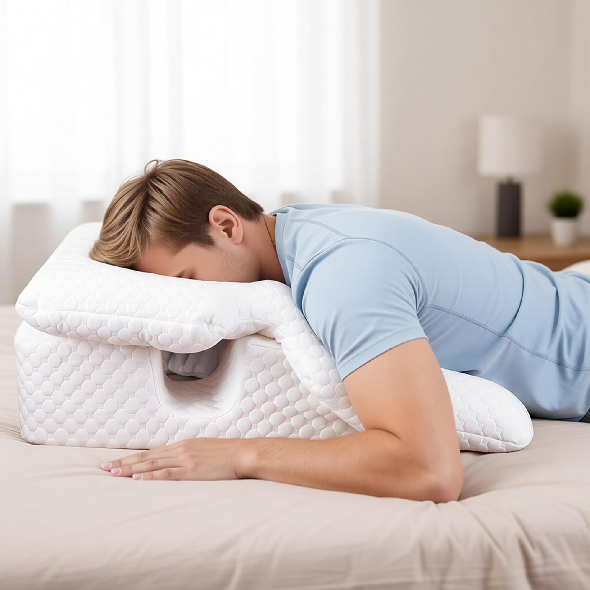 Gesichtskissen nach Augenoperation, Massage Kopfstütze mit Loch für Bett