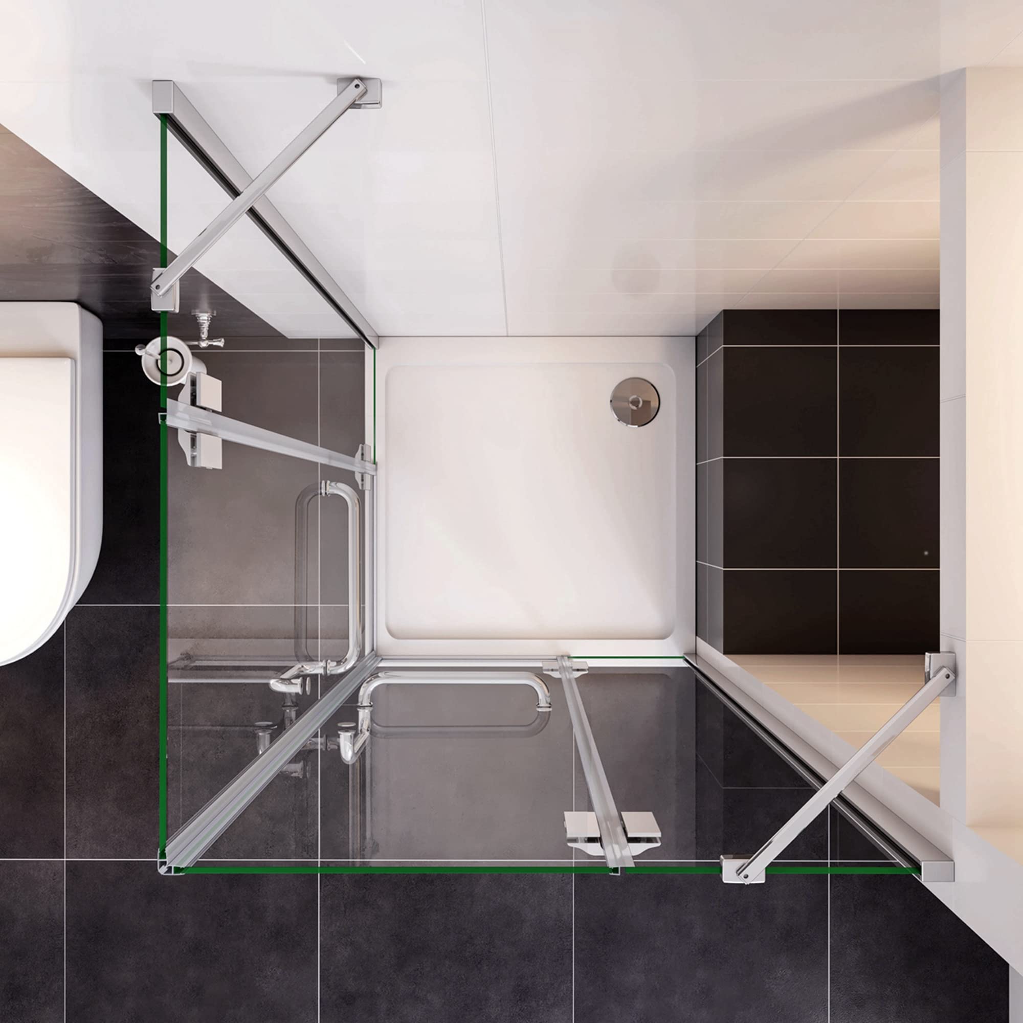 Box Doccia Angolare Porta Battente 80x80x190cm Pareti Fisse Vetro 8mm Barra