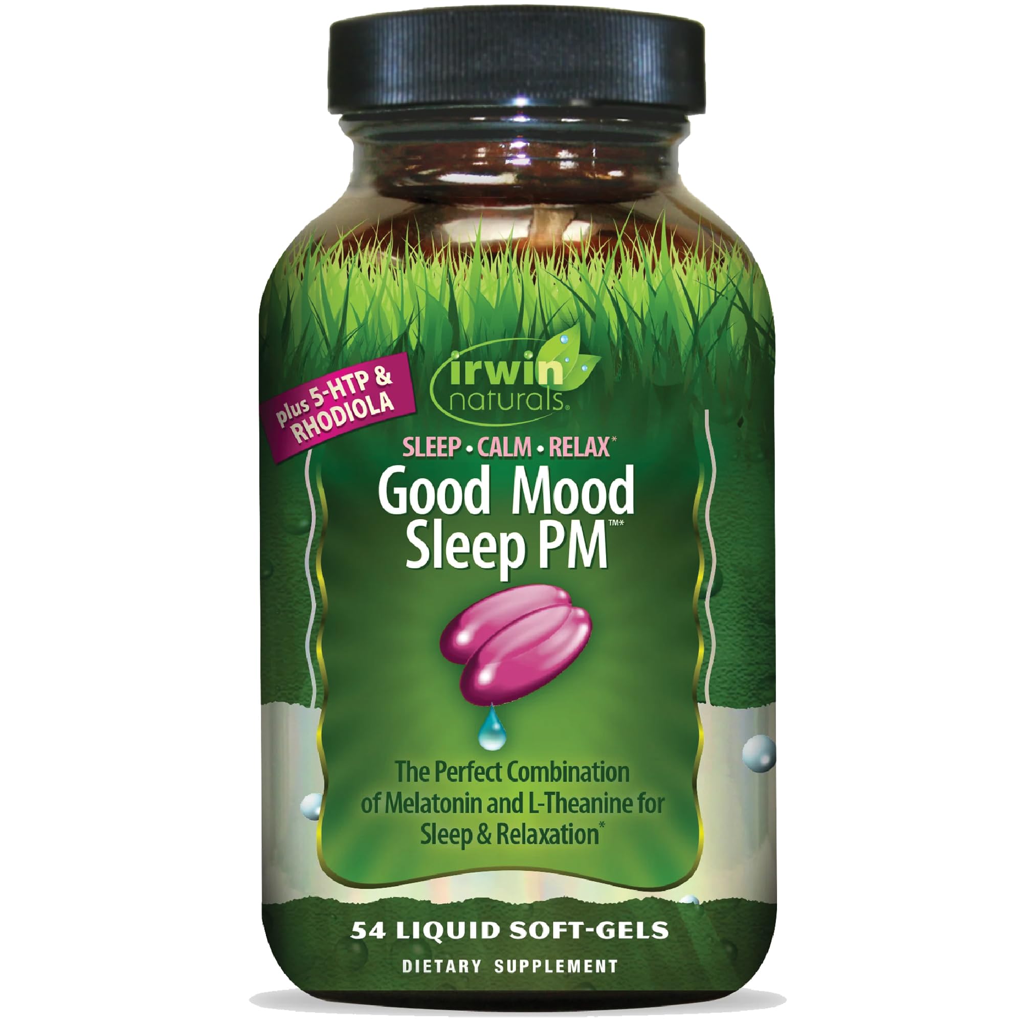 Irwin Naturals Good Mood Sleep PM - 54 Liquid Soft-Gels - with Melatonin and L-Theanine for Rest & Relaxation - 18 Total Servings