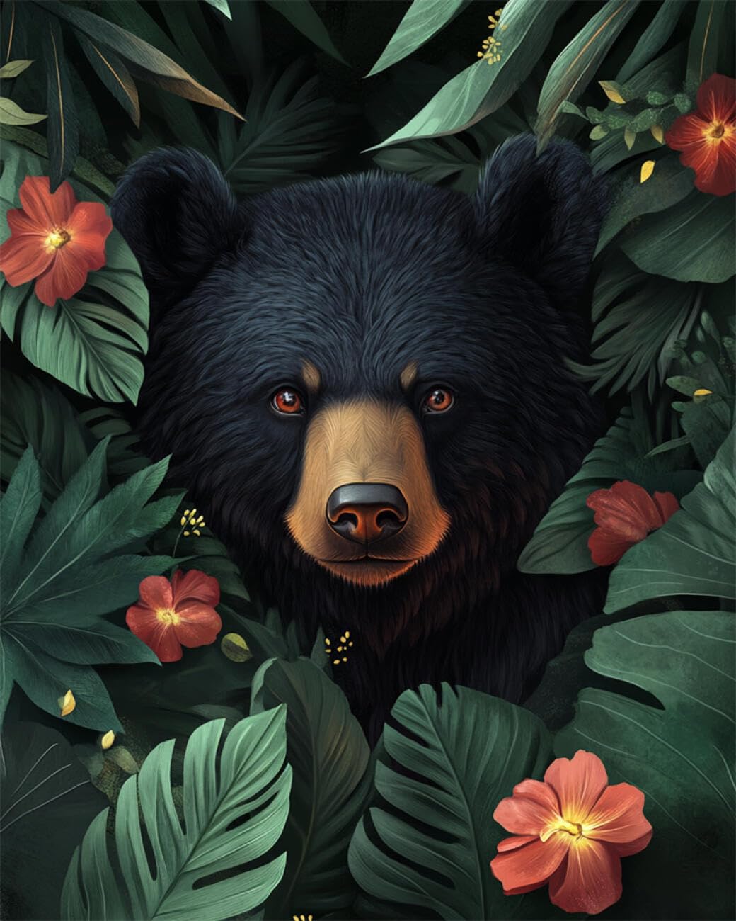 RKFLGEW DIY Bead Embroidery Kit Cartoon Bear 30x40cm
