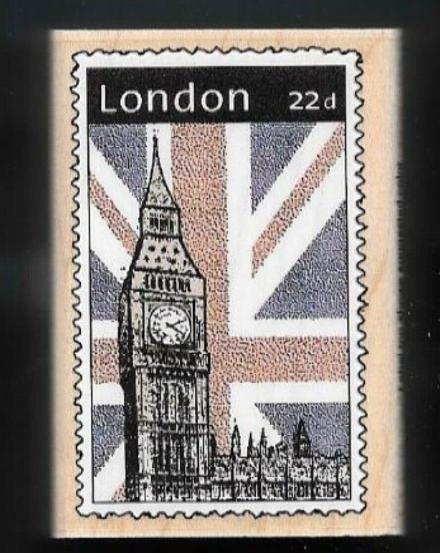 Wooden Mount Rubber Stamp for Card Making London Big Ben Clock Tower International Post Mail A2433