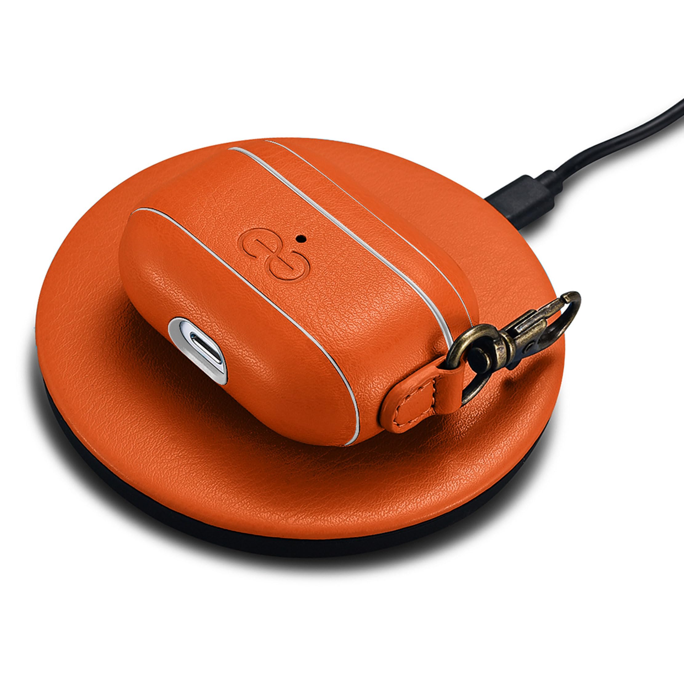 Dreem Om AirPods Pro 2/Pro Vegan Leather Case - Compatible with AirPods Pro Case Apple Bluetooth Wireless Earphones for iPhone - Orange - 3