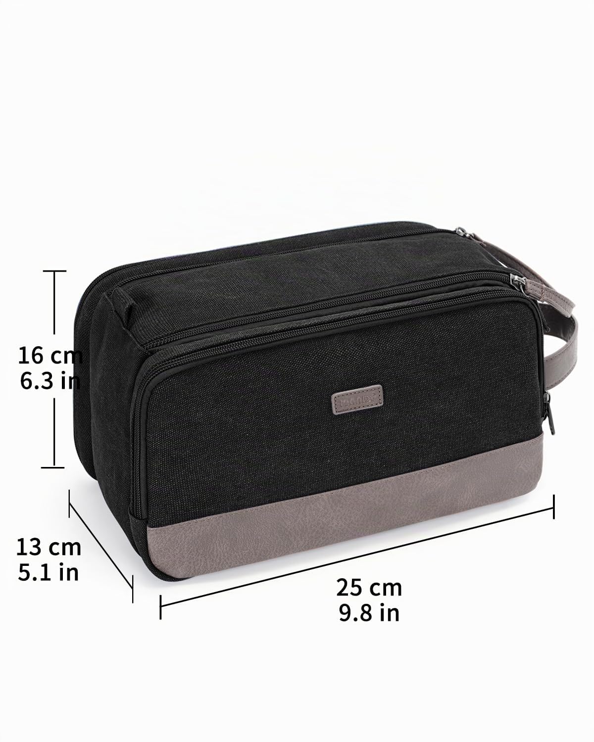 WANDF Neceser de Viaje para Hombre Impermeable, Bolsa de Aseo con Múltiples Compartimentos, Organizador para Afeitadora, Artículos de Higiene y Cosmética, Ideal para Viajes, Gimnasio o Trabajo, Negro
