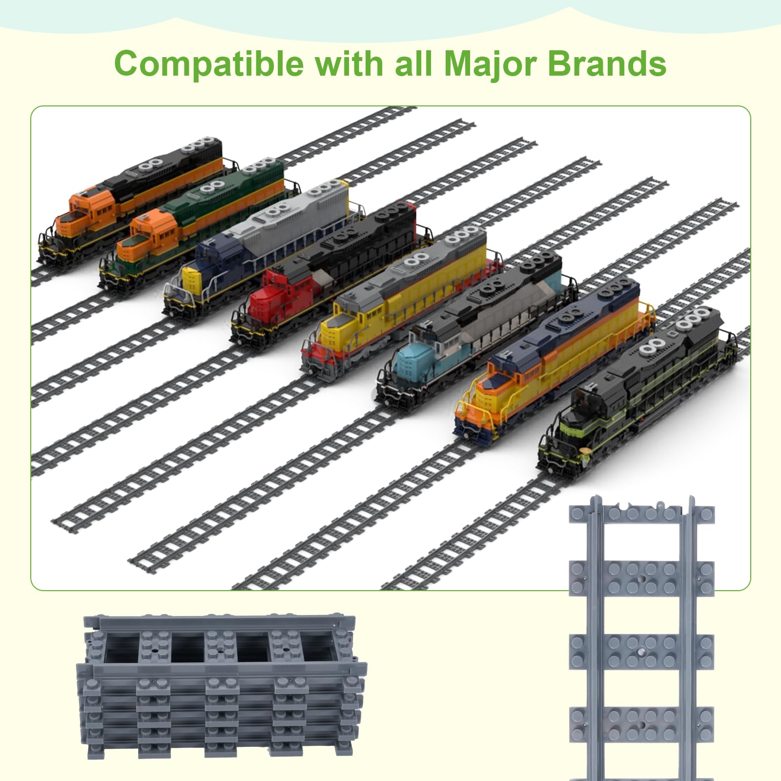 35 Stück Gerade Schienen Bausteine Set,APKLVSR City Schienen, City Zug Schienen Set,Spielzeug Eisenbahnschienen Erweiterungsset für Modellbau,Kompatibel mit dem Marktführer