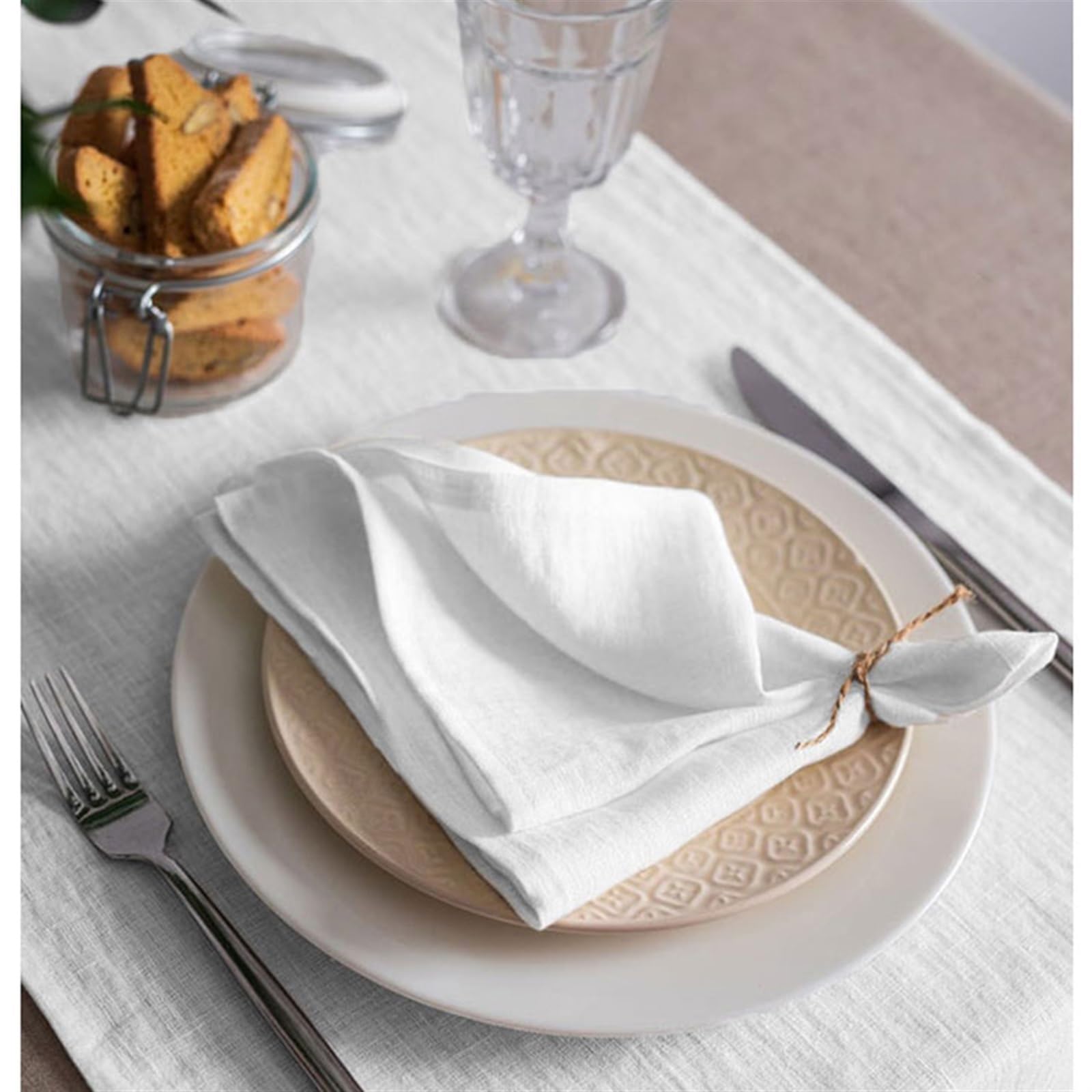 Cloth Napkins 6PCS 100% Linen Table Napkins,30x45cm Natural Material