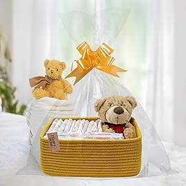 COMFY-HOMI 13 x 8.5 x 5.1 Storage Baskets for Organizing | Cotton Rope Woven Basket | Toy Storage Bin Box | Basket for Shelves, Closet Organizer Bin, Decorative Closet Shelf, 1 Pack, yellow