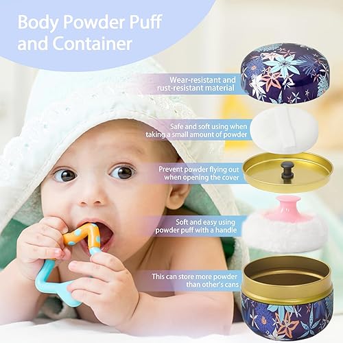Miniatura 5 de Soplo de polvo corporal y recipiente, contenedor de polvo portátil de 3.15 pulgadas para polvo corporal, estuche de polvo vacío para polvo suelto de