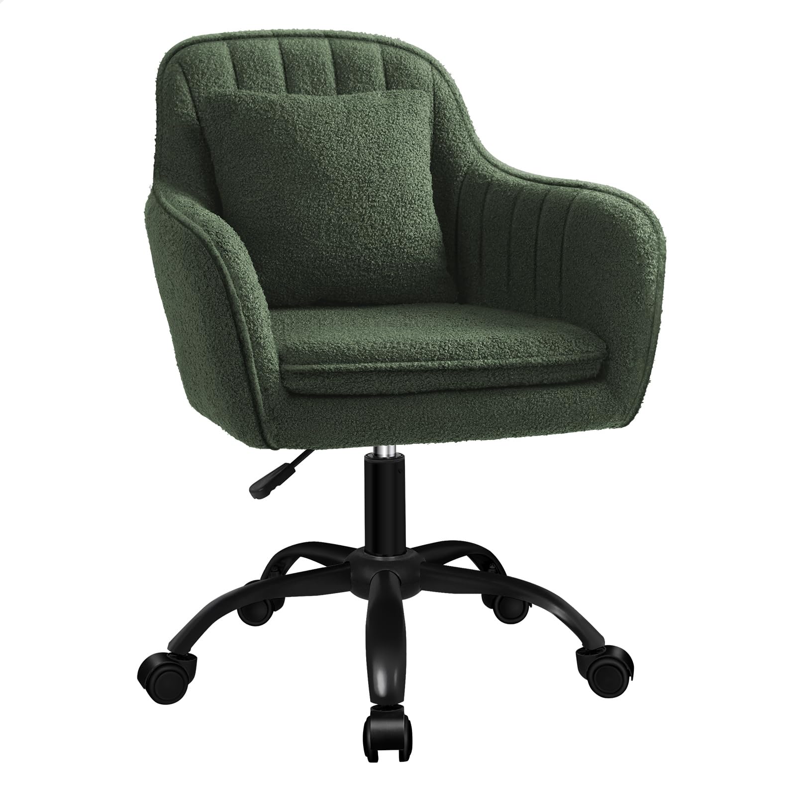 ALFORDSON Boucle Mid-Back Office Chair, Orla Boucle Green Armchair Height Adjustable, Swivel Fabric Computer Desk Chairs, Task Chair for Kids Adult Study Work, Living Room, Bedroom - Boucle Green