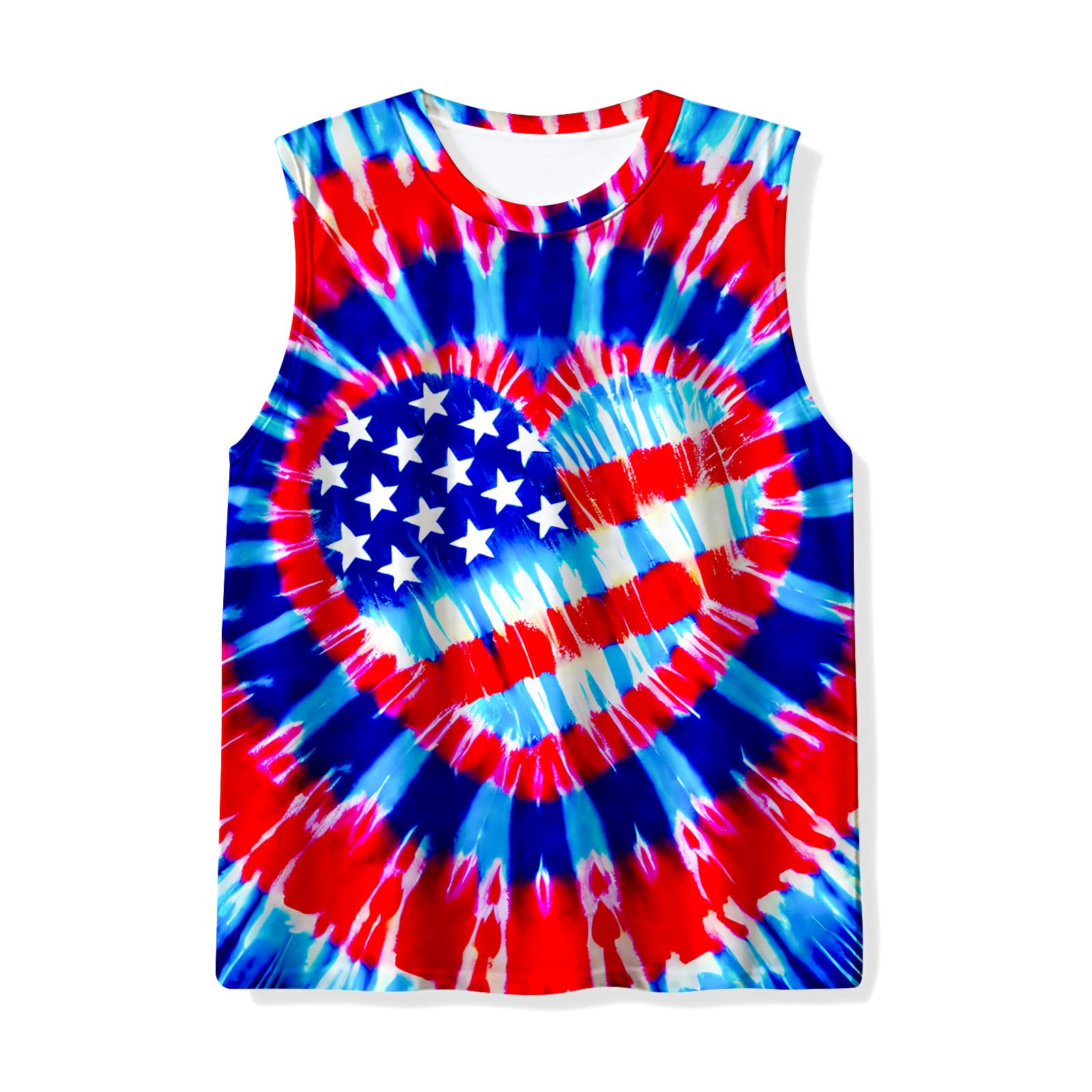 Kids Tie Dye Tank Tops Childrens Sleeveless T Shirts Hippies Tees for 5-14 Years Boys Girls
