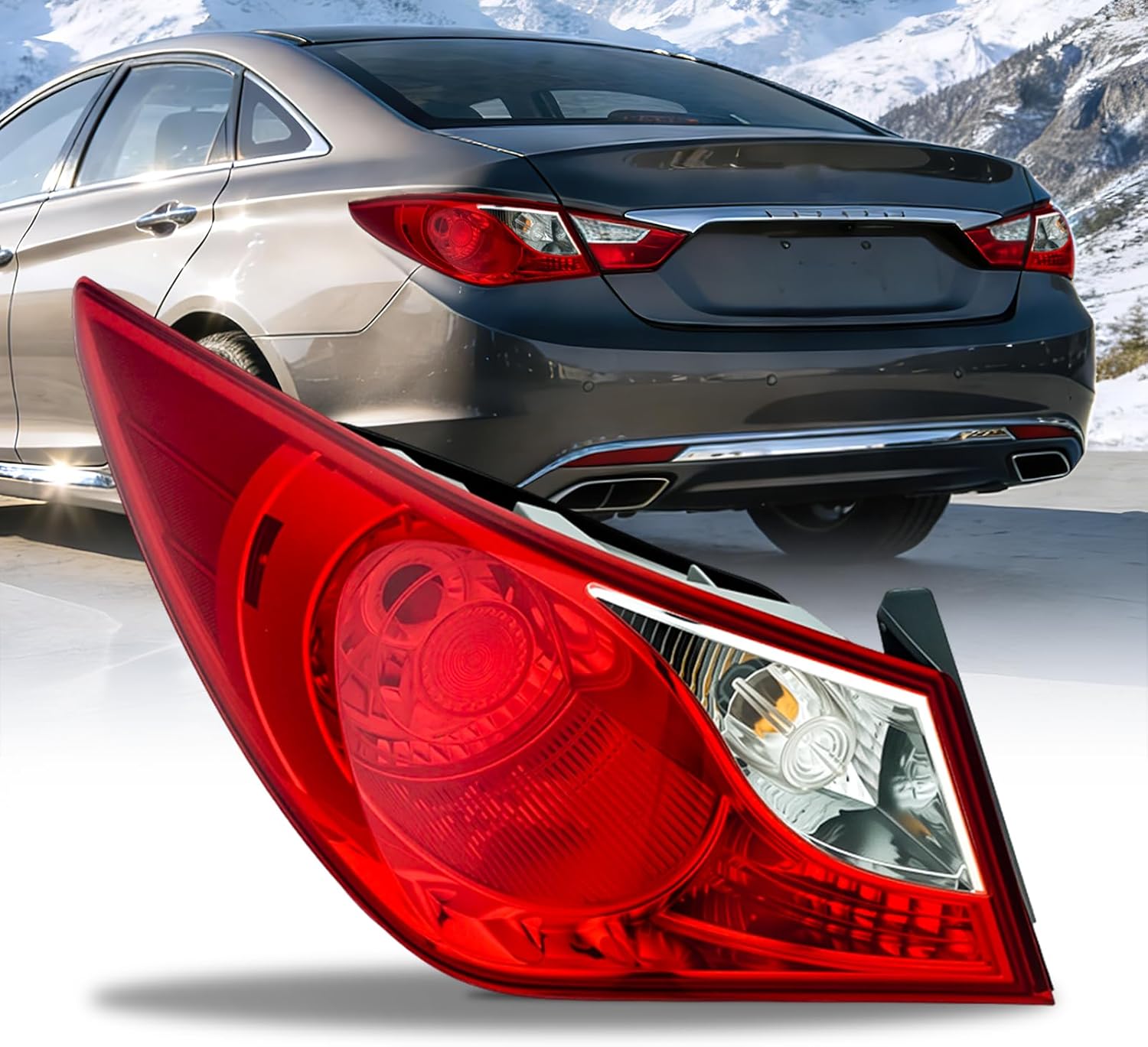 Nilight Taillight Assembly Compatible with 2011 2012 2013 2014 Hyundai Sonata Sedan 4-Door Outer Tail Light OE Style Rear Lamp Replacement Driver Side