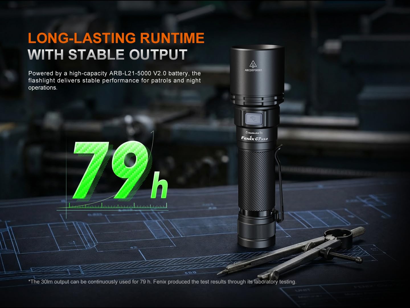 Fenix C7 V2.0 LED Taschenlampe, 3300 Lumen Extrem Hell, 79 Stunden max,575M