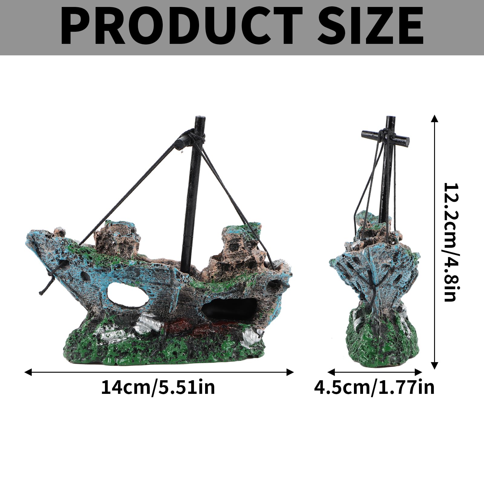 Fonyet Aquarium Decoration Ship Aquarium Shipwreck Ornament - Image 2