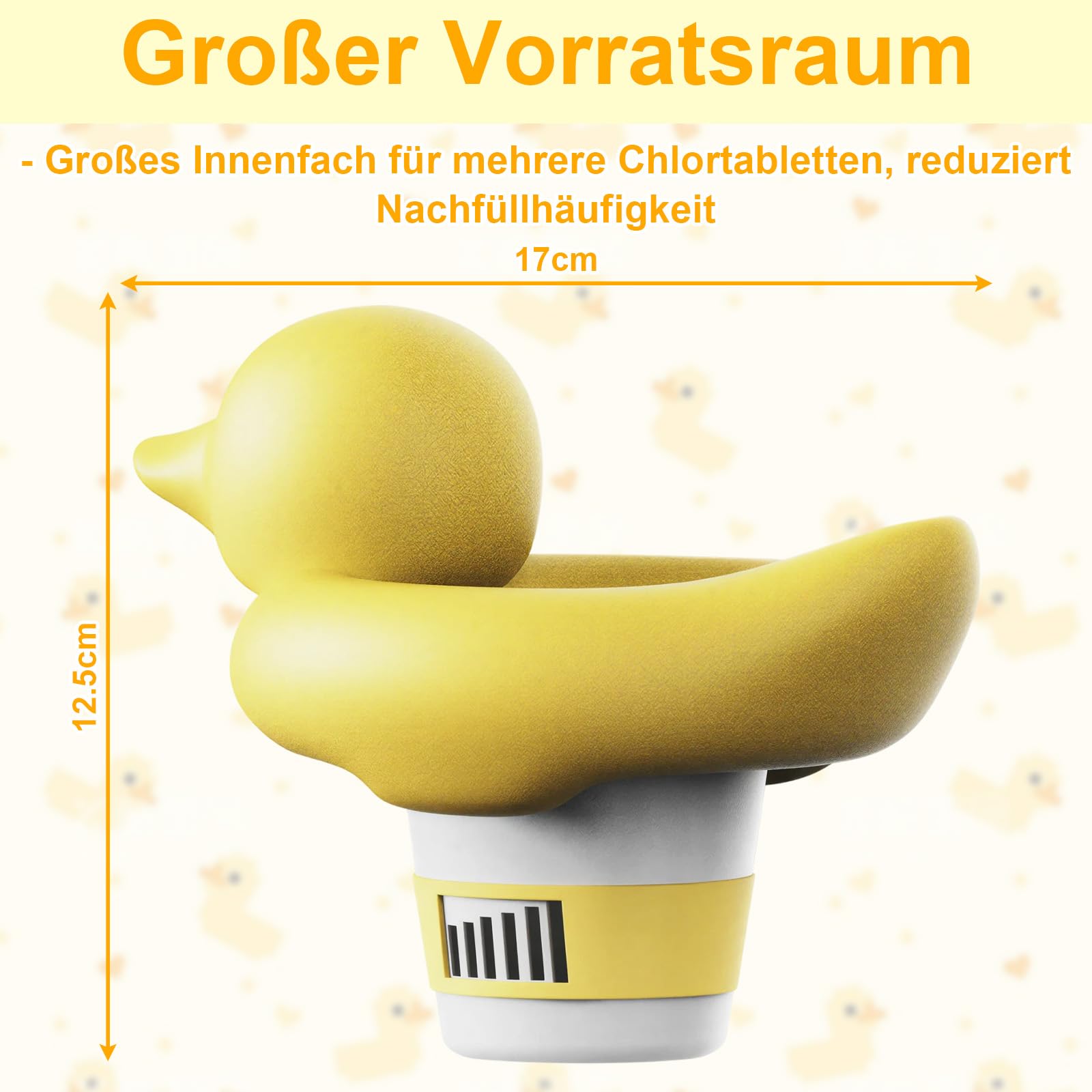 Dosierschwimmer Pool Chlordosierer ABS Chlorspender mit Einstellbarer Dosierung,Pool Chlor Schwimmer Chlor Dosierschwimmer Chlorschwimmer Ente-förmiger Pool Zubehör für Wasserpark,Spa(17*12.5cm)