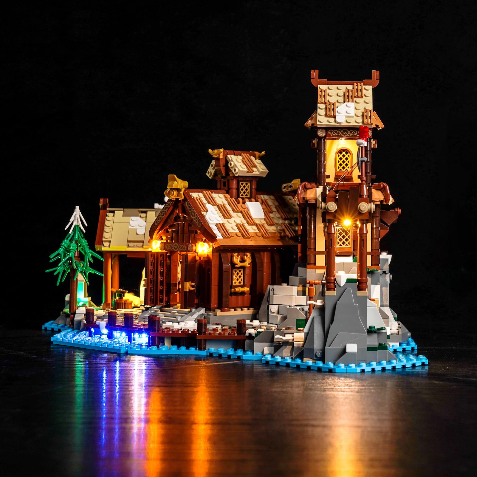 BrickBling Set de luces LED para Lego 21343 Viking Village (No Lego), set de iluminación decorativa para Lego Ideas 21343 villa vikinga juguete creativo – versión estándar, DE-P55001-21343 - 2
