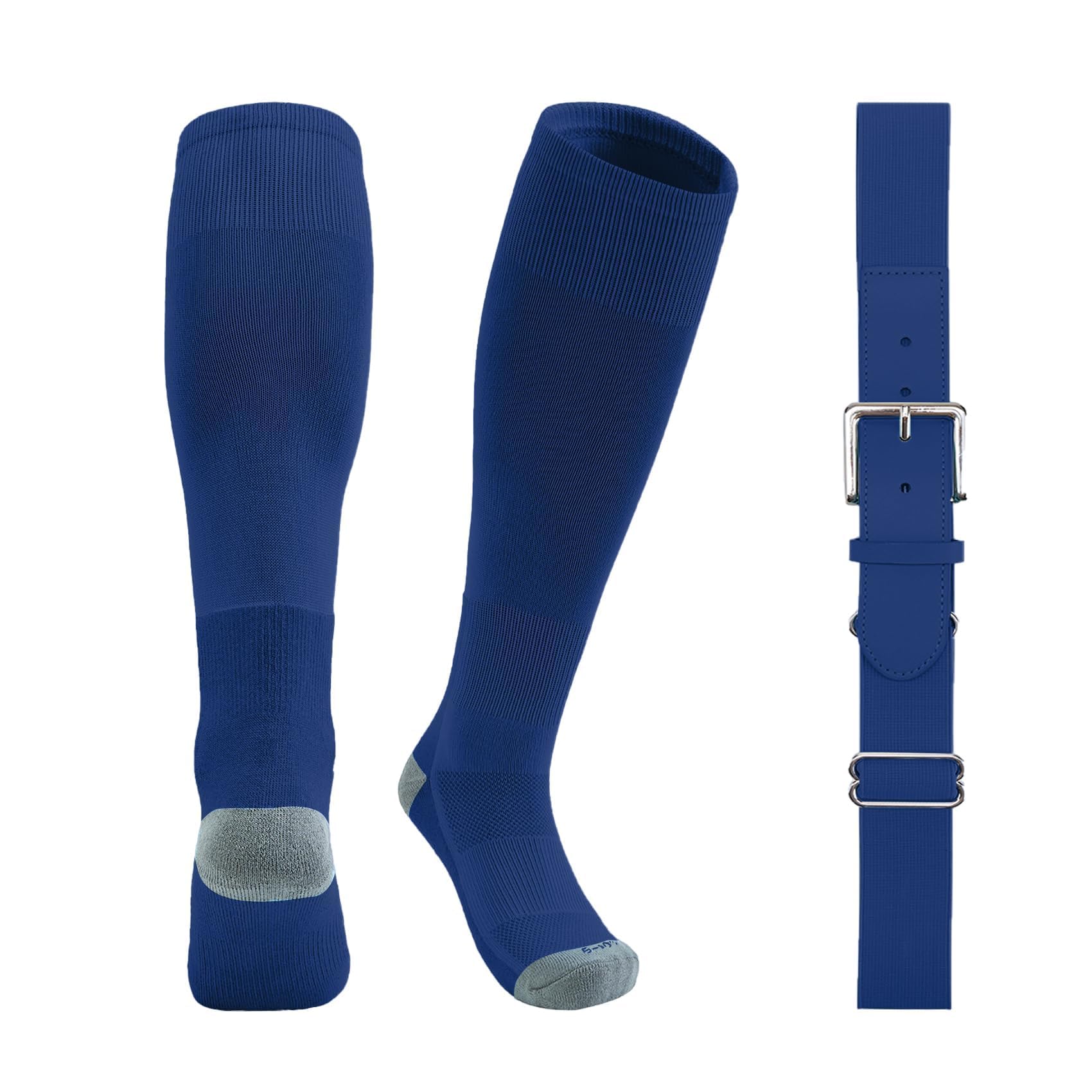 QBK Toddler Baseball Socks &amp; Belt Combo Set for Kids 2-16Y Tee Ball Socks