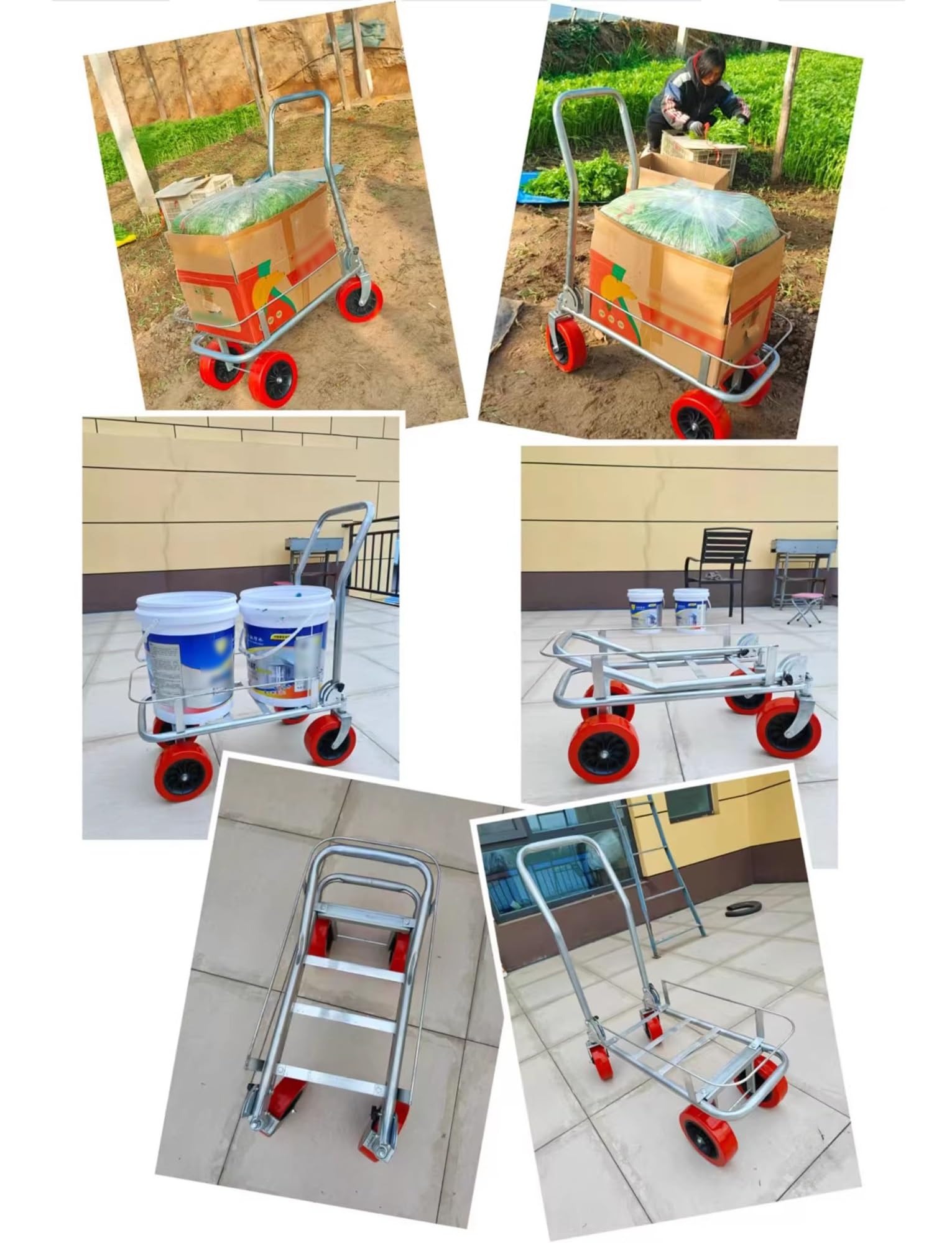 Carrello pieghevole a mano, carrello portatile leggero e compatto per bagagli, carrello salvaspazio