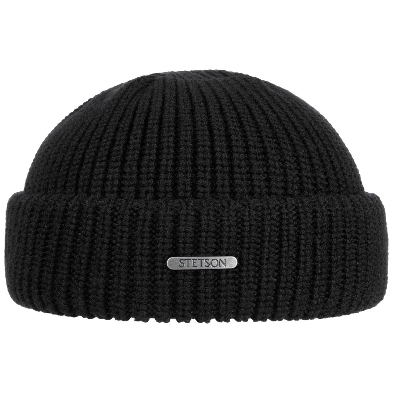 Stetson Nashville Knitted Docker Cap for Men - One Size (54-59 cm) - Made from 100% Merino Wool - Made in Italy - Rib-Knitted Wool Cap - Men's Cap - for Autumn/Winter Black One Size