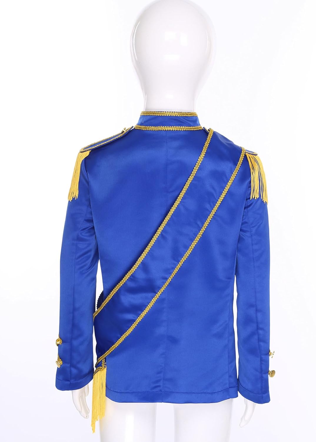 Boys Royal Military Band Jacket Embroidered Tassel Shoulder Zip Neck Uniform with Sash Belt