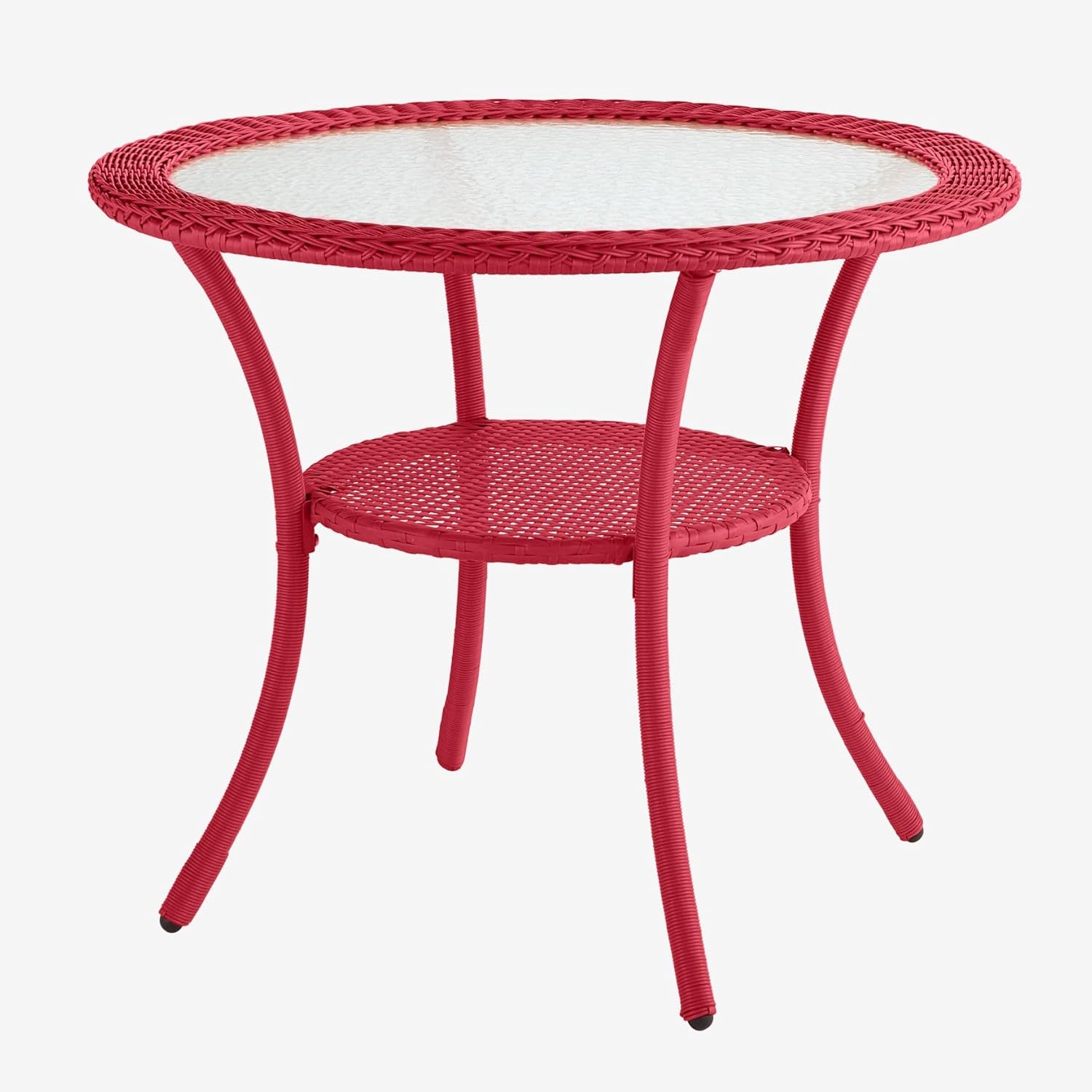BrylaneHome Outdoor Roma All Weather Round Resin Wicker Bistro Table Patio Furniture Yard - 29" Height - White
