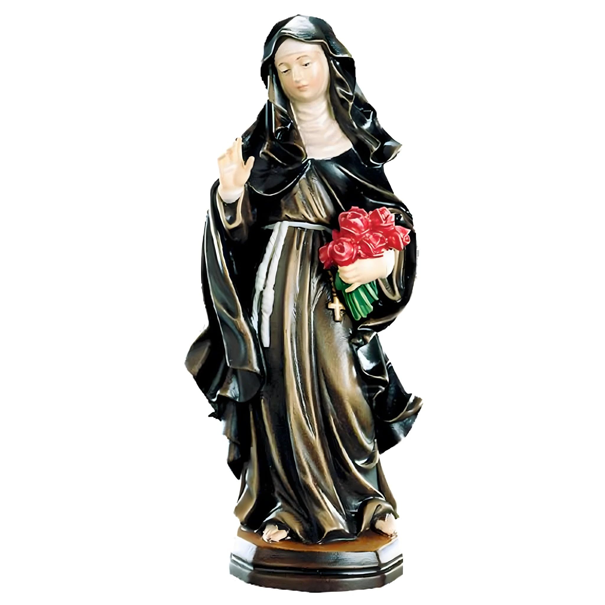 Carved Statue of Saint Teresa with Roses by Dolfi