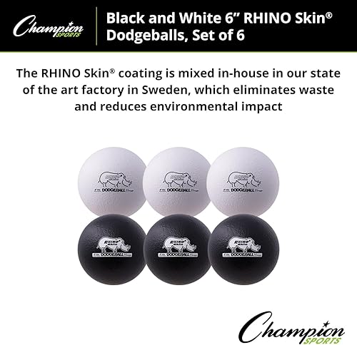 Miniatura 117 de Champion Sports Rhino Skin - Juegos de bolas de dodgeball de rebote bajo y individuales para juegos de juegos infantiles, PE, patio trasero y liga
