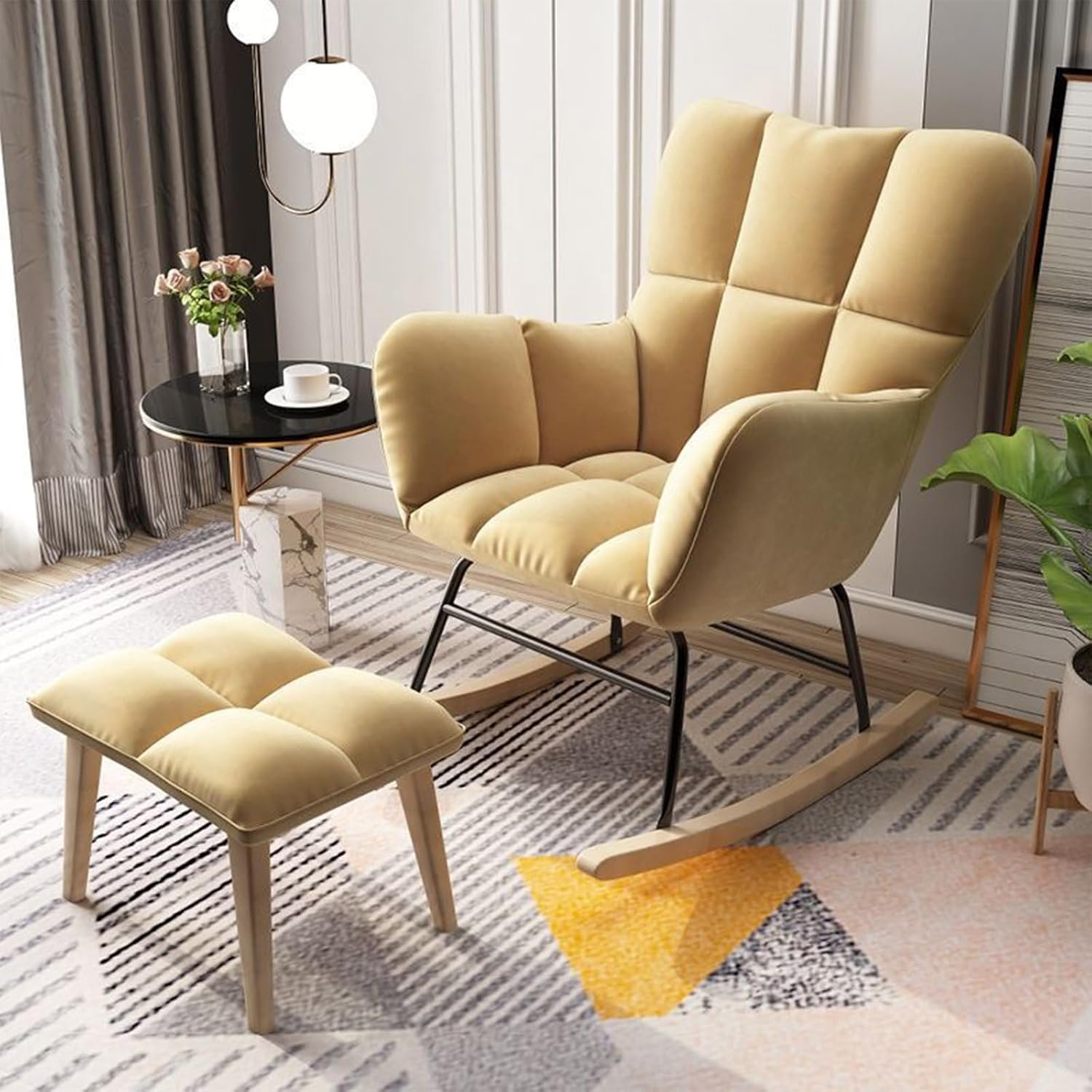 Amazon.com: LIJAHGMD Rocking Chair - Accent Rocking Chair with Ottoman ...