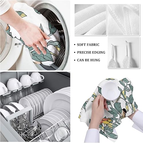 Miniatura 5 de Image Duvet 2 Pack Cotton Kitchen Dish Cloths Towels, Plants 18 x28 Inch Soft Absorbent Kitchen Decoration Hand Towels for Living Room Home Cleaning
