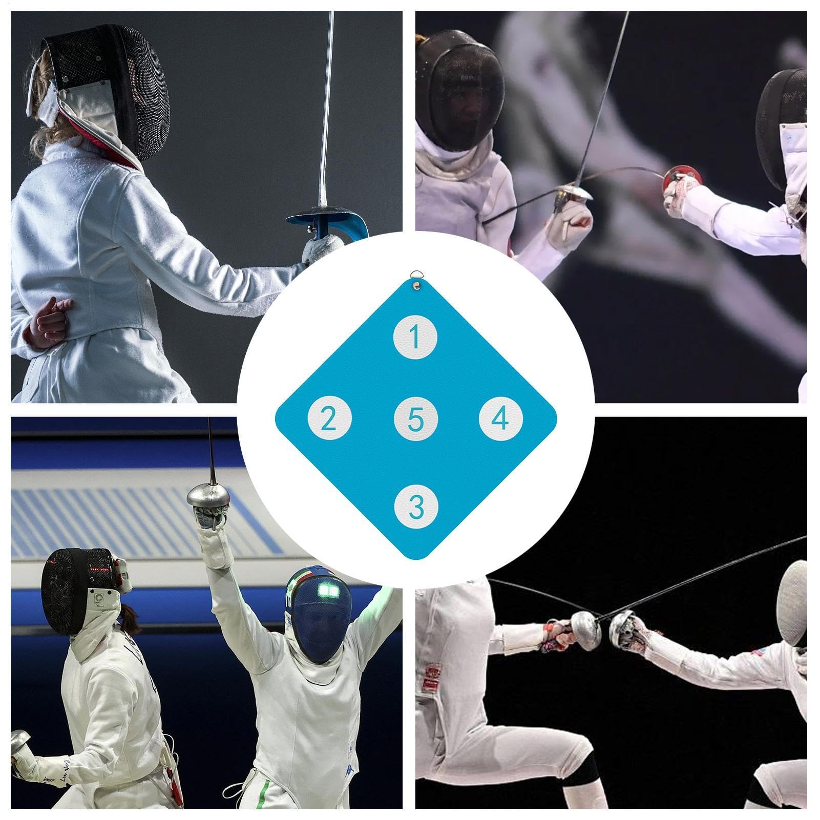 Attrezzatura di addestramento di scherma, obiettivi per la scherma - Pratica target di scherma montata a parete | Giochi di attrezzatura compatta, strumento ausiliario domestico con cinque tori per la