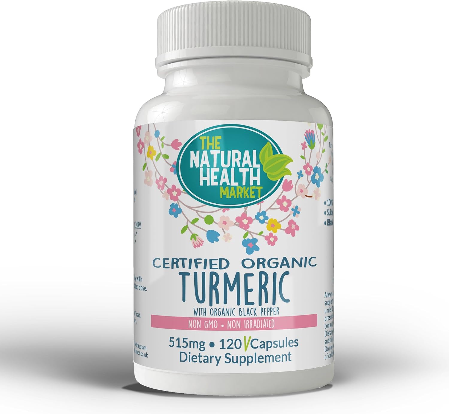 The Natural Health Market Organic Turmeric Curcumin and Black Pepper Capsules 515mg, 120 count (Pack of 1)