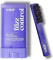 VIRÁ Frizz Control, Cera Finalizadora Hidratante Vegana, Bastão para Cabelo, Alinhamento Instantâneo, com Escova Finalizadora