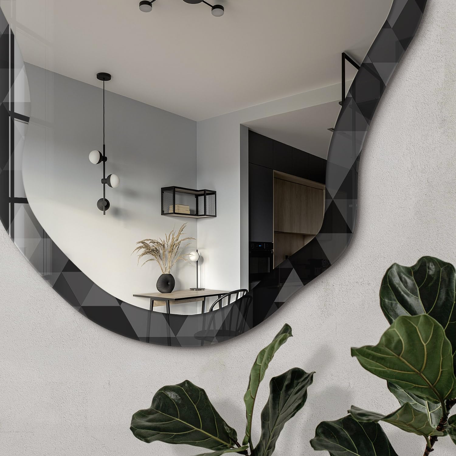Miroir Asymétrique avec Motif Imprimé 45x90 / 52x97 cm Mosaïque géométrique