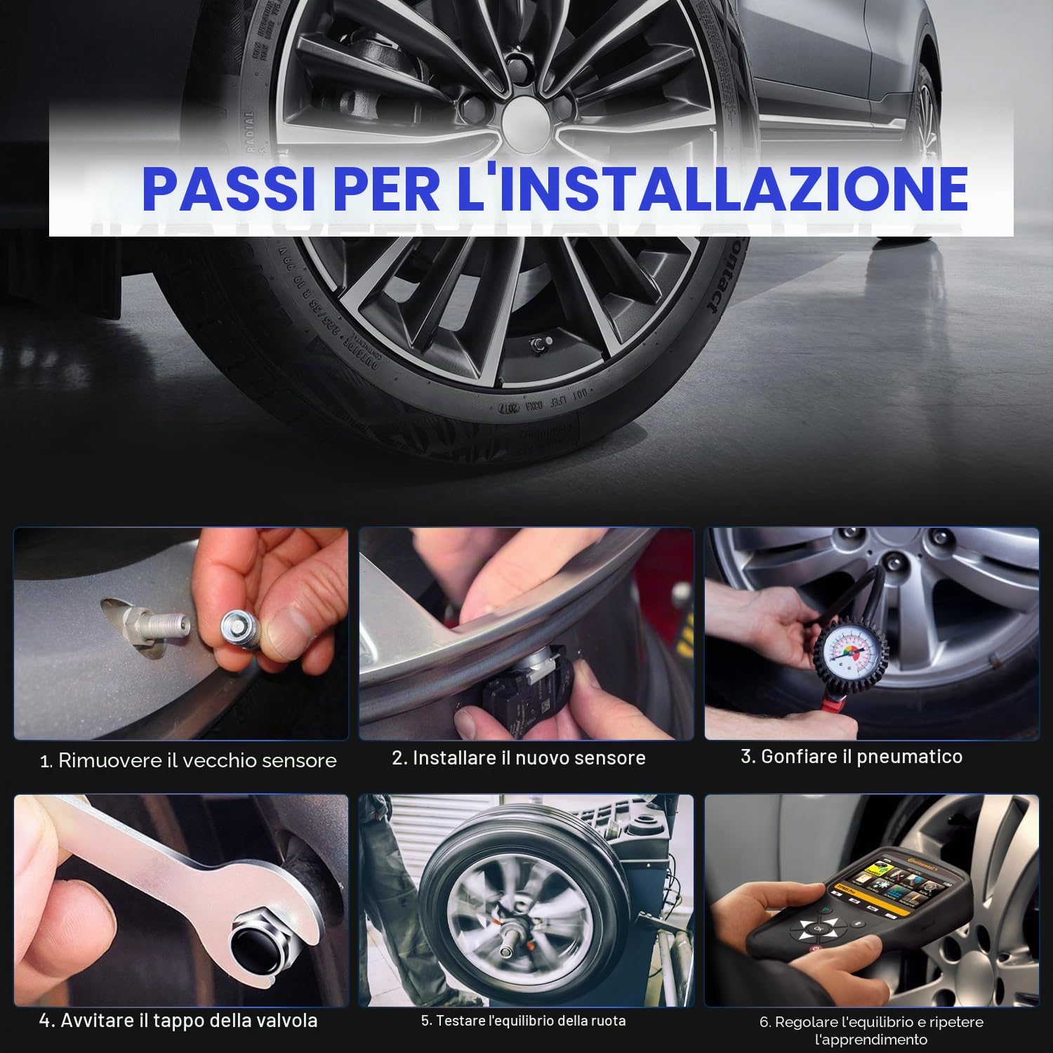 LICHENGTAI 4pcs TPMS sensore pressione pneumatici A0009054104 compatibile con Mercedes Classe A e B Classe E CLA CLS GLA GLB GLE GLS Sprinter RDKS Sensor sistema di controllo pressione pneumatici