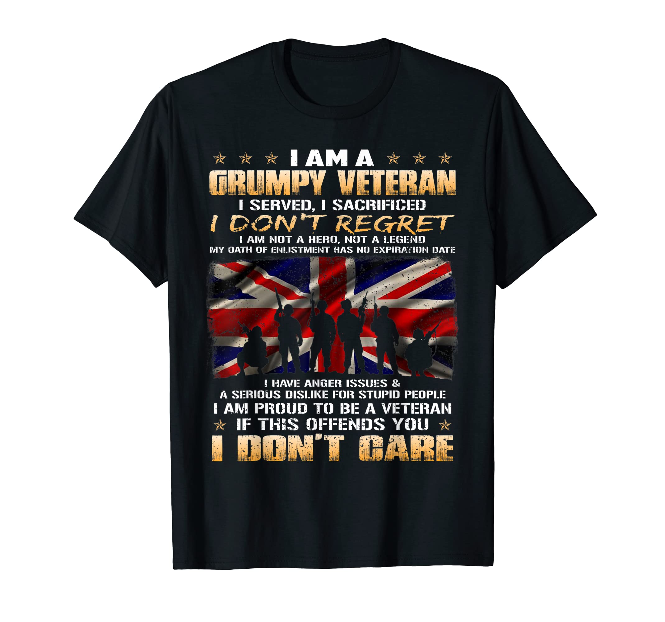 UK Veteran shirtBritish Army Veteran Soldier Union Jack Flag UK Armed Forces T-ShirtOEKO-TEX STANDARD 100