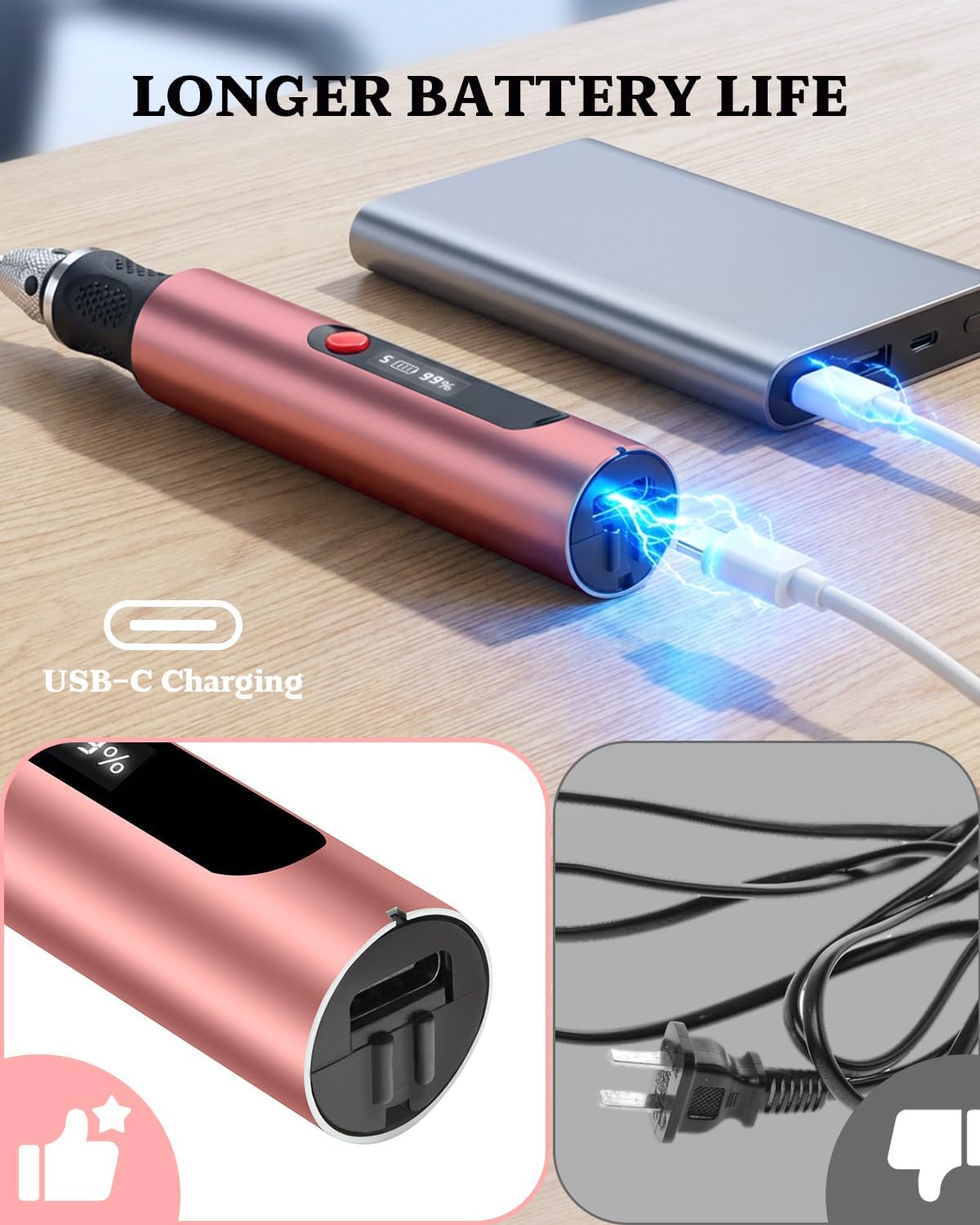 Cordless Engraving Pen with 30+ Bits & 5 Speeds, Electric Engraving Tool for All Materials, Engraver Pen with LCD Display & Anti-Slip Grip, Gifts for Artists, DIYers, Beginner, Pink