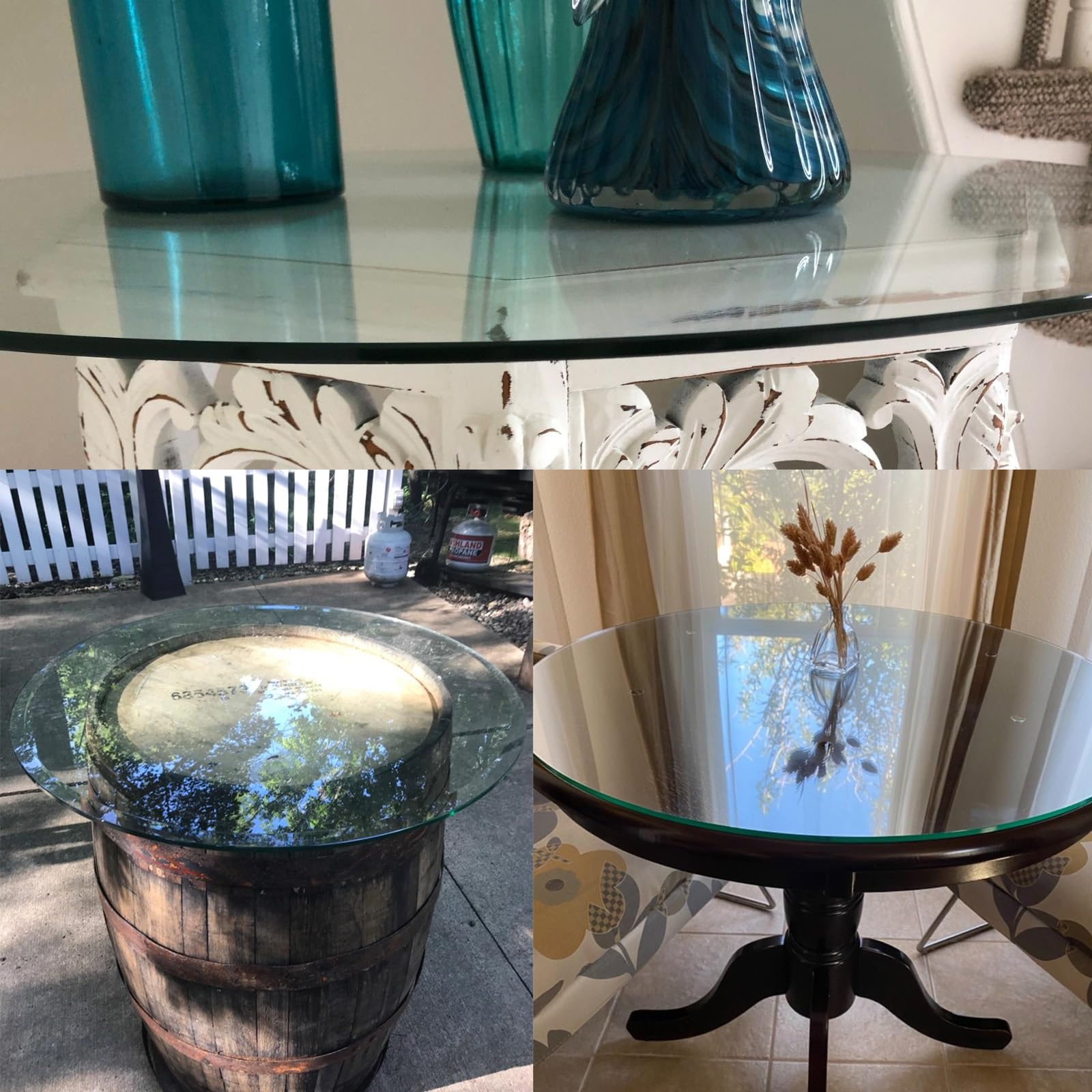 Amazon｜強化ガラス 強化ガラステーブルトッ プ円形ガラス 50 60 70 80