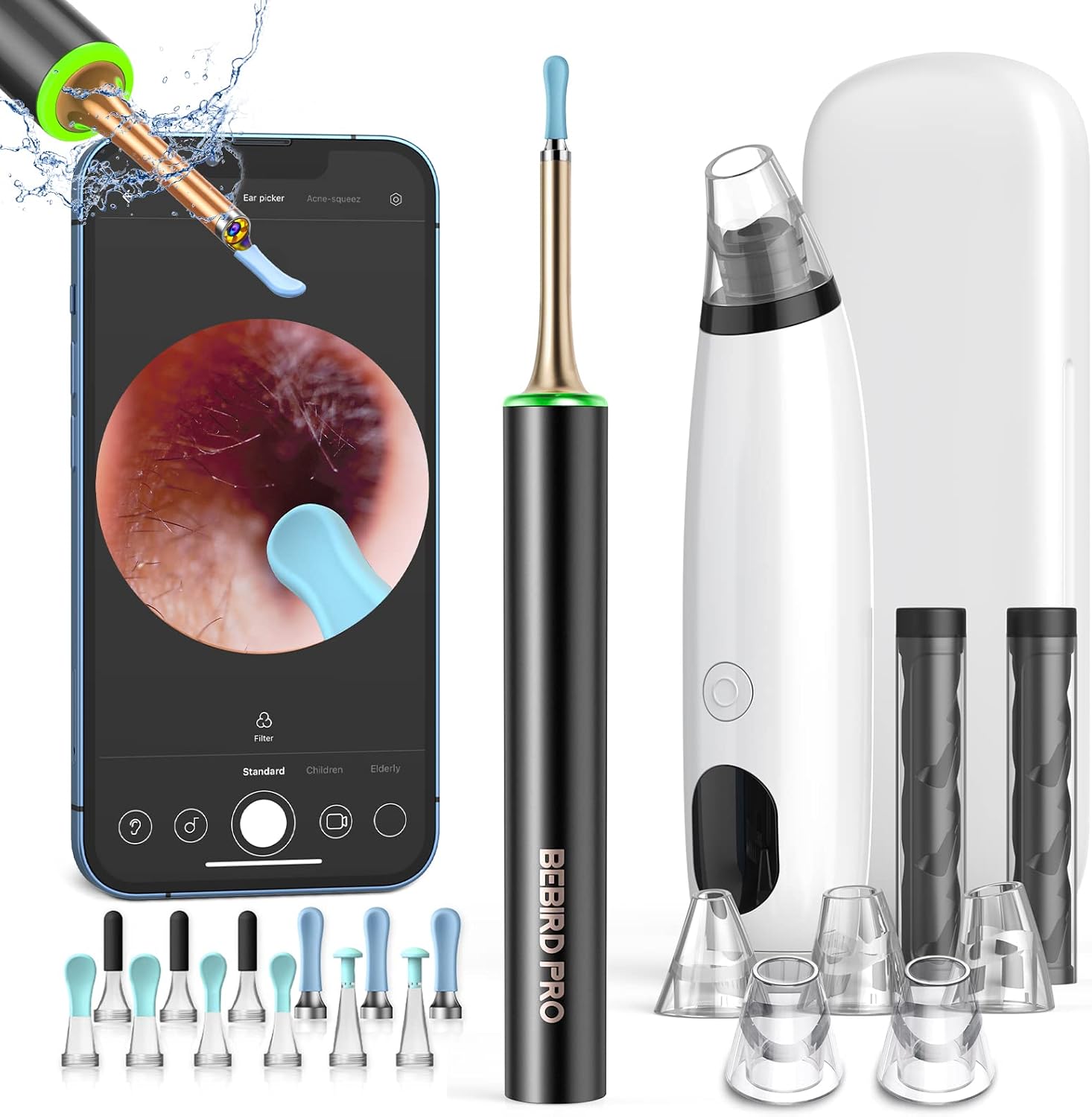 Bebird Pro Ear Wax Removal Tool with 1440P HD Camera and 6 LED Lights, Free with Deep Cleaning Blackhead Remover, Ear Cleaner for Smaller Ears,FDA Ear Wax Removal Kit for iOS,Android Phones