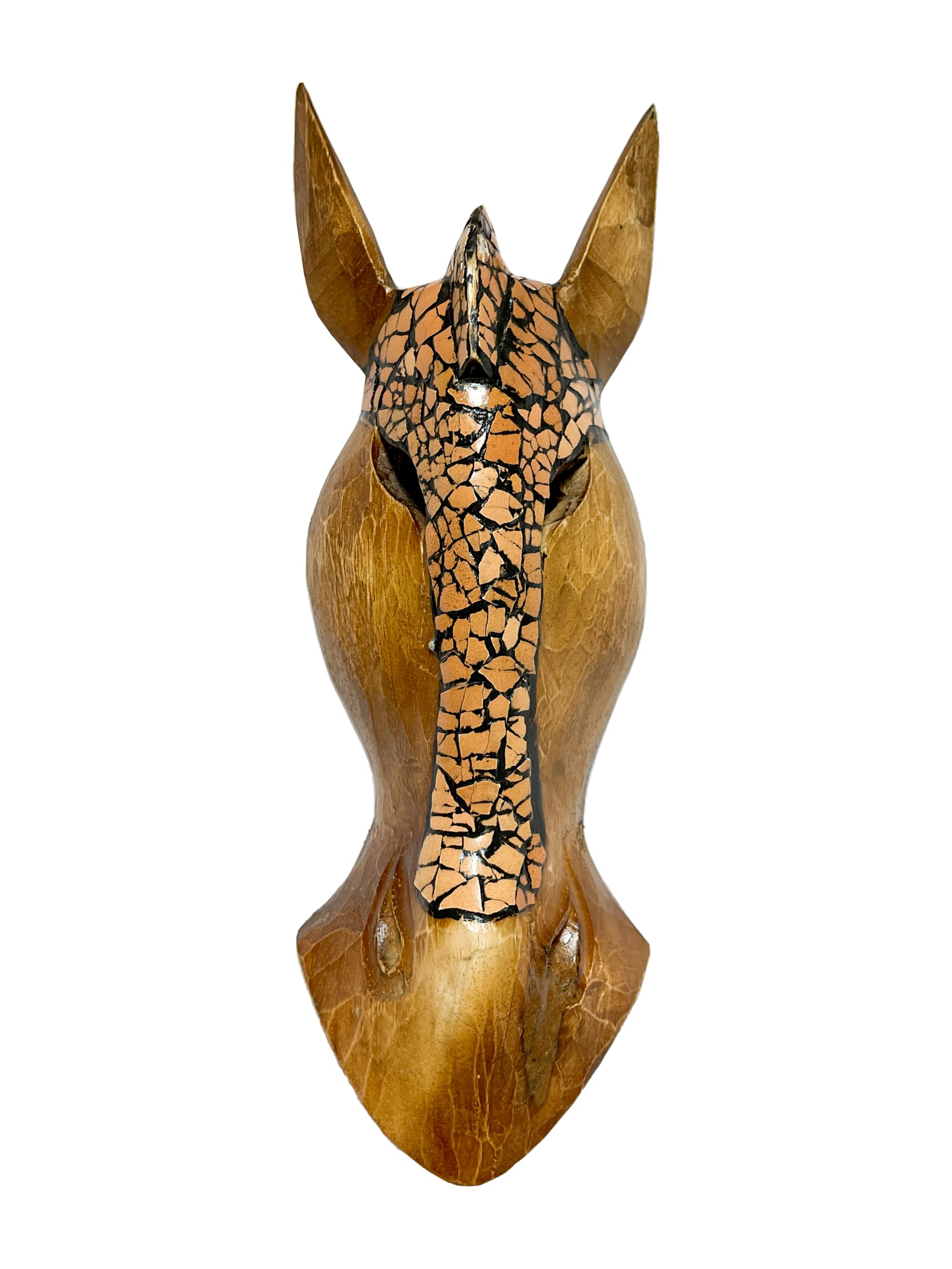 My Family House Brown Giraffe Wall Hanging Mask Wooden Hand Carved Wall Hanging Art Fair Trade Hand Painted Jungle Animal African Safari Masks 3 Sizes