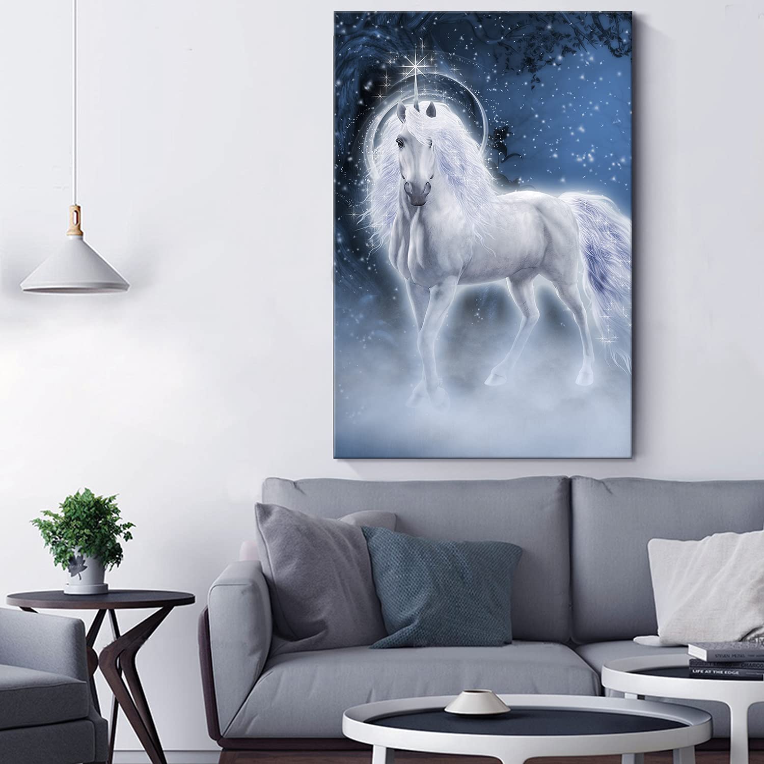Amazon｜素晴らしいファンタジー ユニコーンインテリア絵画 神話上の 