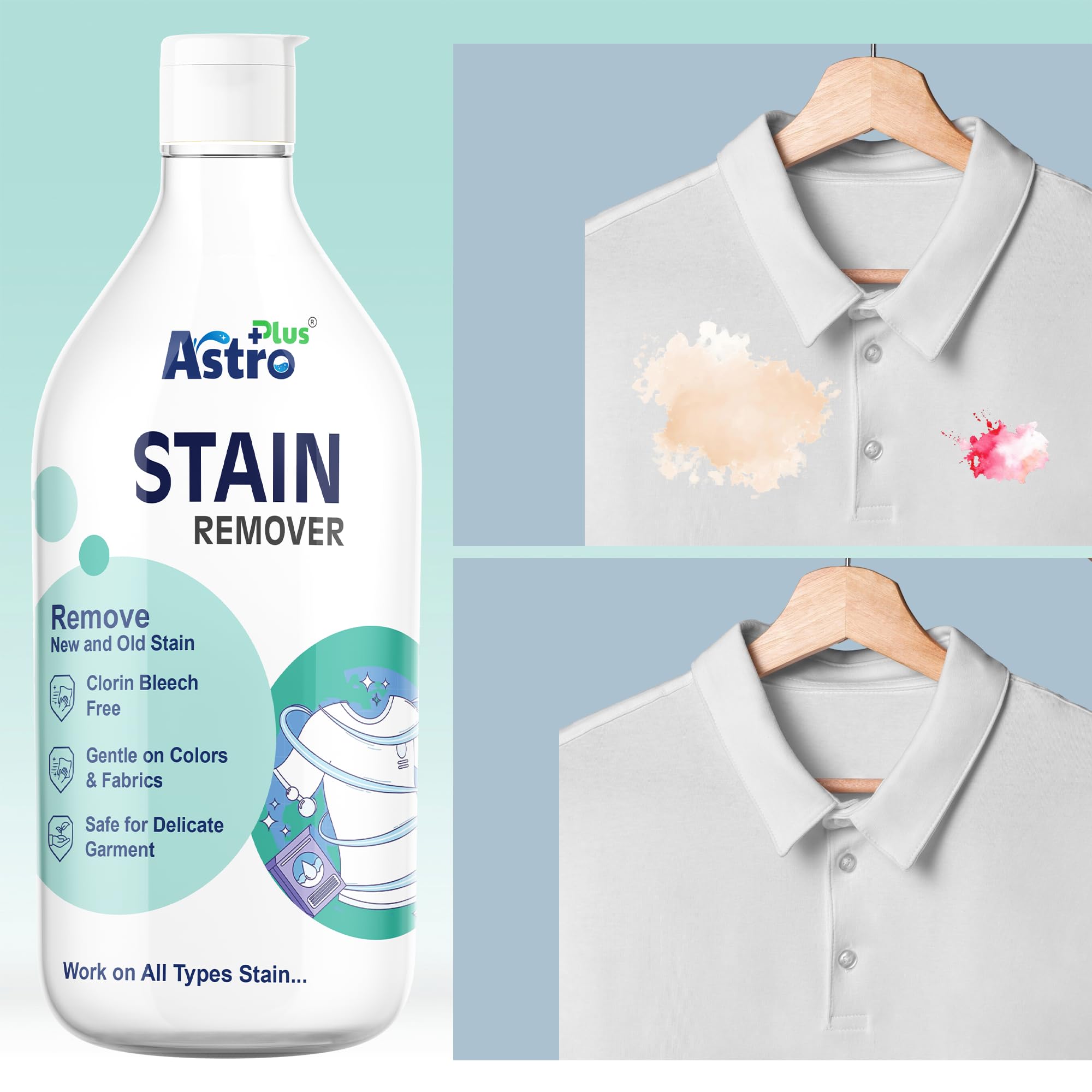 Astro Plus+ Stain Remover Liquid With Active Enzymes Stain Remover- 500ml