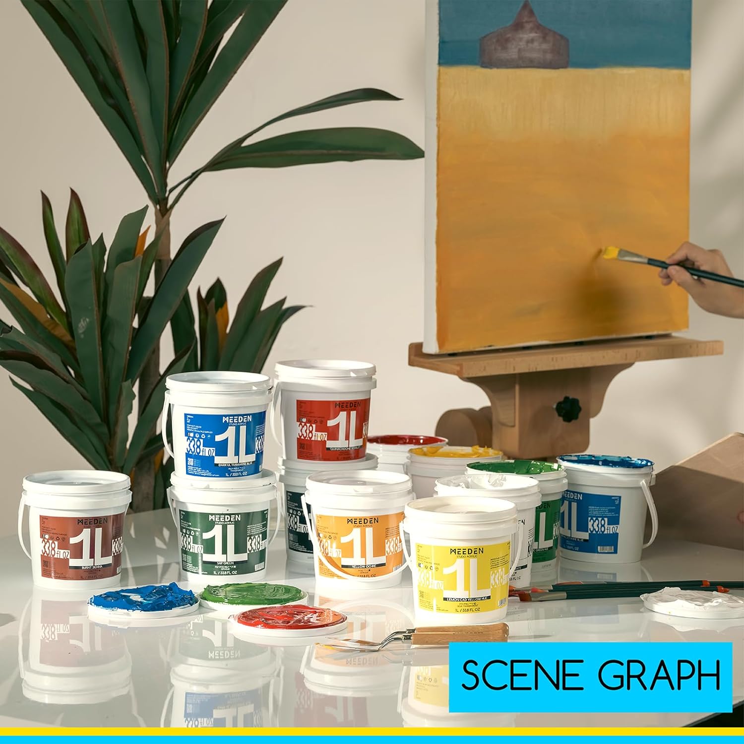 MEEDEN Orange Acrylic Paint: 1 L /33.8 oz Heavy Body Gloss Non-Toxic - Thick Art Paints for Canvas Crafts